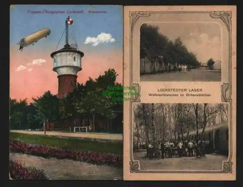 140525 2 AK Lockstedter Lager Wasserturm Hohenlockstedt Zeppelin Baracken 1915