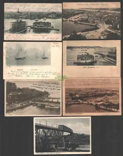 141108 7 AK Kiel Kriegshafenum 1900 Teilansicht 1916 Baustelle 1903 Kieler Woche
