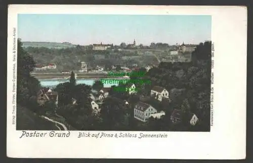 141070 AK Postaer Grund Pirna Sonnenstein um 1900