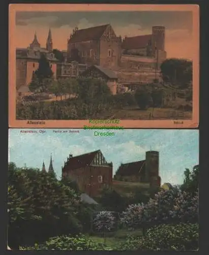 141302 2 AK Allenstein Olsztyn Ostpreußen 1918 am Schloß