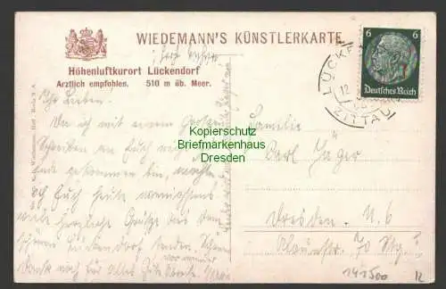 141500 AK Lückendorf über Zittau um 1920 , gelaufen um 1940