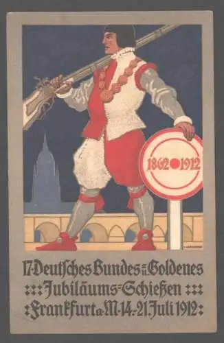 141744 AK Frankfurt M. 1912 17. Deutsches Bundes u. Goldenes Jubiläums Schiessen