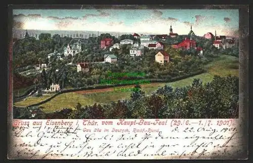 142460 AK Eisenberg Thür. 1901 Haupt Gau Fest Deutscher Radfahrer Bund