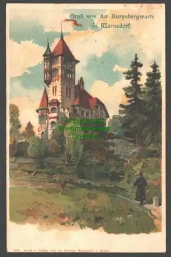 142146 AK Litho Künstlerkarte Burgbergswarte Warnsdorf Varnsdorf um 1900