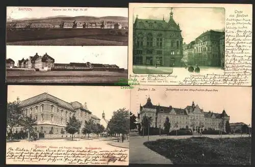 142669 4 AK Bautzen Gewandhaus 1901 Justizgebäude 1918 Hospital Garnisonskirche