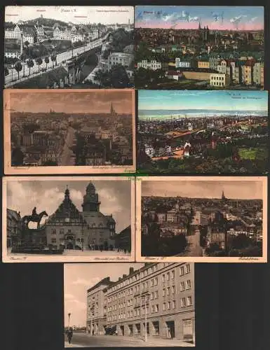 142766 7 AK Plauen v. Panorama 1916 Friedrichsgrund Bahnhofstraße 1932 Altmarkt