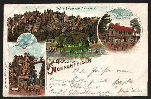 143039 AK Jonsdorf 1899 Die Nonnenflsen Litho Berg Restaurant