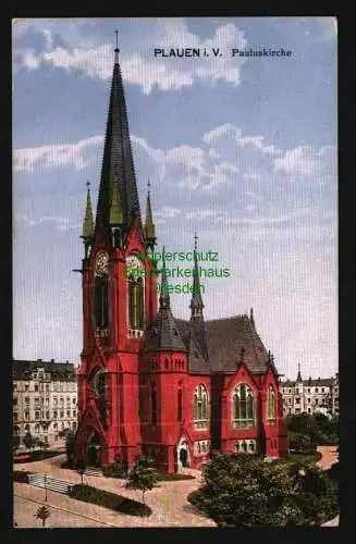 143406 AK Plauen i. V. Pauluskirche Vollbild 1926