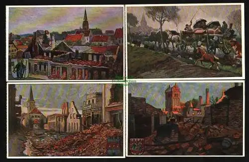 143413 4 AK Ostpreußen während d. Weltkrieges um 1915 Pillkallen Ruinen Gerdauen