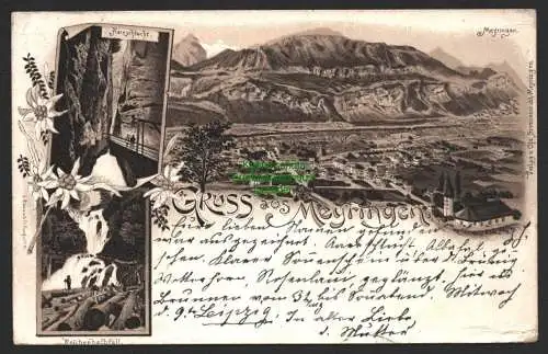 144380 AK Meyringen Meiringen Litho 1898 Aareschlucht Reichenbachfall Panorama