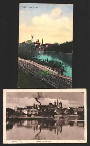 144212 2 AK Kolin Panorama Zensur 1915 Feldpost Reservespital Brüx Militärpflege