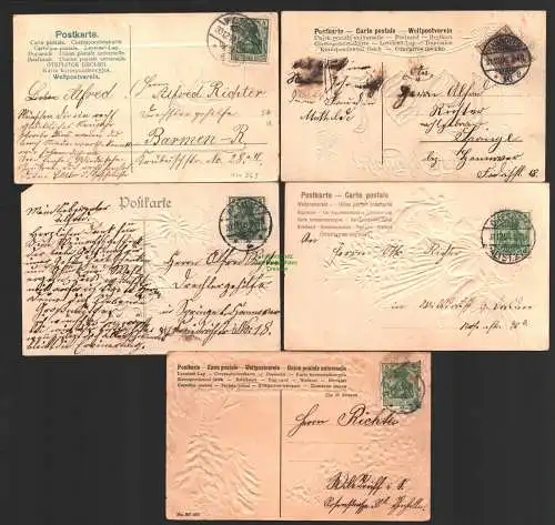 144363 5 AK Neujahr Blumen gepräft 1906 Engel 1904 Jahreszahl 1907
