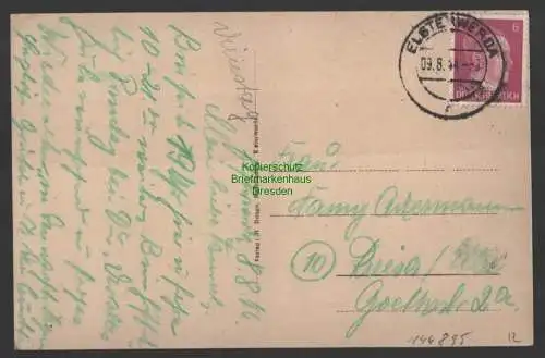 144895 AK Elsterwerda Künstlerkarte Marktstrasse um 1920 verwendet 1944 Böttger