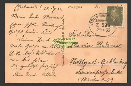 145506 AK Eberswalde Panorama Hauptbahnhof Heldenhain mit Denkstein 1932