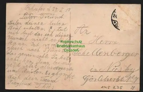 145235 AK Tschiefer Kreis Freystadt Schlesien Gasthof Schönborn Försterei
