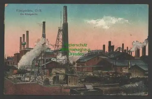 145783 AK Königshütte O.-S. Chorzow 1922 Bergbau Industrie Die Königshütte