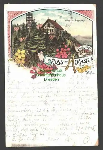 145993 AK Litho Hochstein Isergebirge 1898 Wysoki Kamien