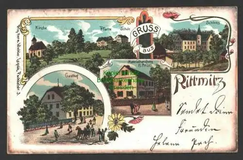 145636 AK Rittmitz bei Ostrau Litho 1905 Kirche Pfarre Schule Schloss Gasthof Ha