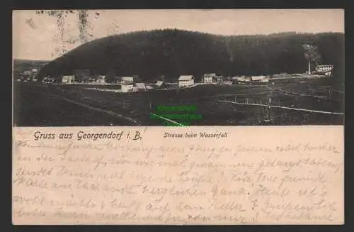 147334 AK Cesky Jiretin  Georgendorf in Böhmen Strasse beim Wasserfall 1906