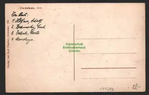 147302 AK Zwenkau um 1910 Pegauerstrasse Fisch-, Wild & Gemüsehandlung Chemnitz