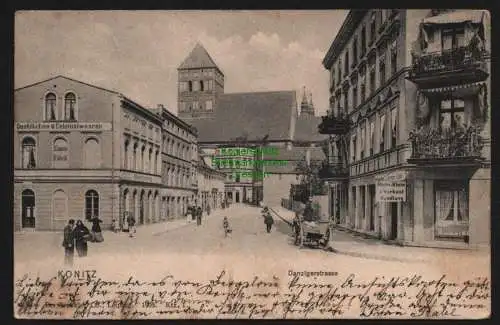 147800 AK Konitz Conitz Chojnice 1906 Danzigerstrasse Destillation Colonialwaren