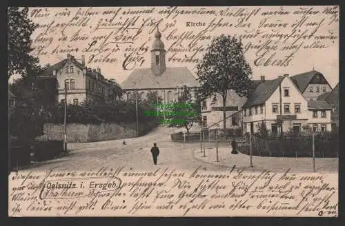 149058 AK Oelsnitz i. Erzgeb. 1905 Kirche Friseur Salon 