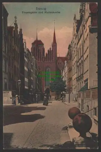 149204 AK Danzig Frauengasse und Marienkirche um 1915