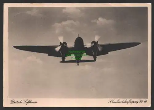 149228 AK Dresden Deutsche Lufthansa Schnellverkehrsflugzeug HE 111 1938