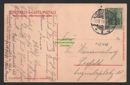 149178 AK Düsseldorf Königsallee mit Parkhotel 1913