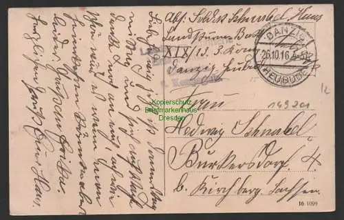 149201 AK Danzig Heubude Neptunbrunnen 1916 Feldpost Landsturm Infanterie