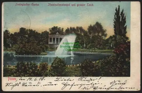 149529 AK Posen 1905 Zoo Zoologischer Garten Tempel