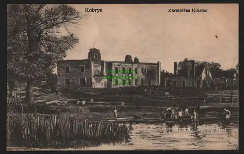 149447 AK Kobryn Zerstörtes Kloster 1918 Feldpost Deutsches Soldatenheim