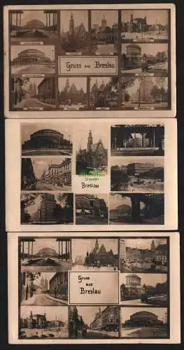 150178 3 AK Breslau 1942 Fotokarte Hauptbahnhof Postscheckamt Dom Domstraße