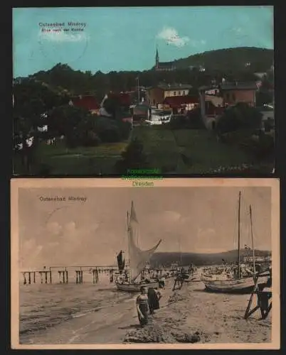 150774 2 AK Ostseebad Misdroy Miedzyzdroje Kirche Strandleben 1911