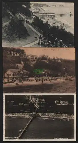 151086 3 AK Sellin Rügen 1910 An der Strandhalle 1913 Luftbild Fotokarte 1937