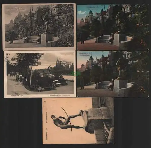 151264 5 AK Königsberg i. Pr. Kaliningrad Denkmal Bogenspanner Bogenschütze 1911