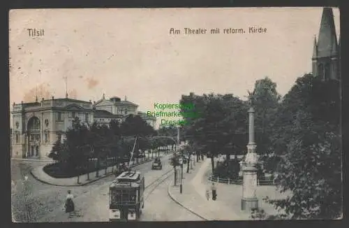 152169 AK Tilsit Sowetsk Ostpreußen um 1915 Am Theater mit reform. Kirche