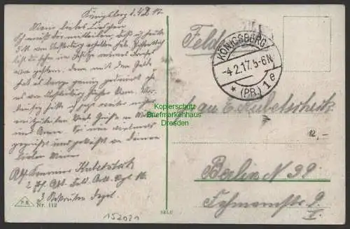 152021 AK Königsberg Opr. 1917 Hafenpartie mit Kaiserbrücke