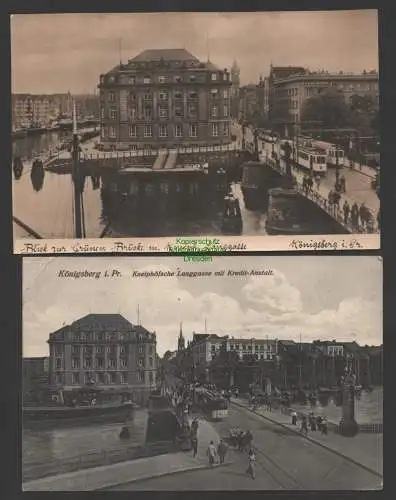 152131 2 AK Königsberg Ostpreußen Blick zur Grünen Brücke mit Kneiph. Langgasse