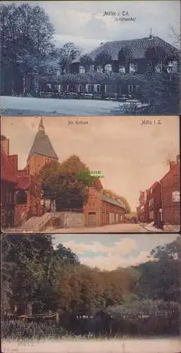 152583 3 AK Mölln i. L. Schützenhof Am Rathaus 1907  1913 Waldsee