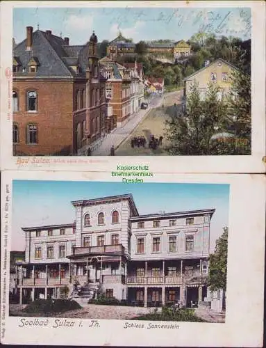 152624 2 AK Bad Sulza 1902 Schloss Sonnenstein Lunakarte Blick nach dem Kurhaus