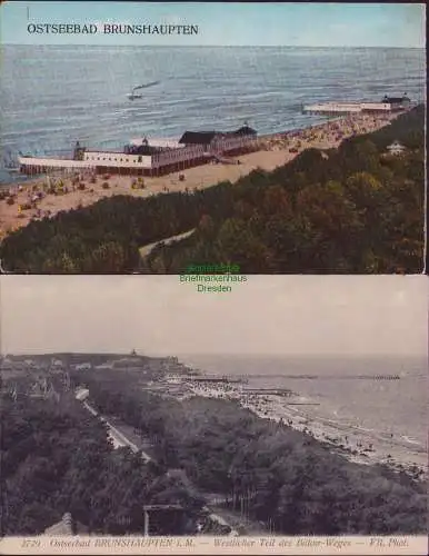 152853 2 AK Ostseebad Brunshaupten Standbad um 1920 westl. Teil des Bülow Weges