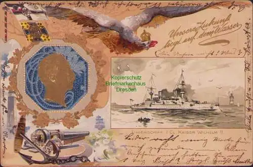 152982 AK Linienschiff Kaiser Wilhelm Unsere Zukunft liegt auf dem Wasser 1900