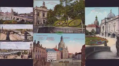 153059 4 AK Dresden 1915 Kunstakademie Frauenkirche Albertinum 1909 Neumarkt