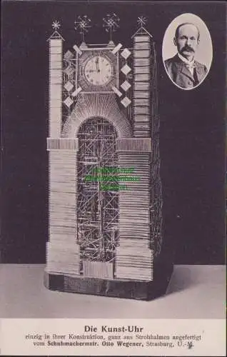 152960 AK Strasburg Uckermark 1910 Die Kunst Uhr ganz aus Stroßhalmen O. Wegener