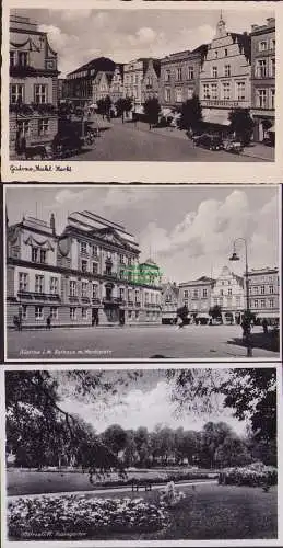 153520 3 AK Güstrow i. M. Markt Rathaus Marktplatz Rosengarten 1941
