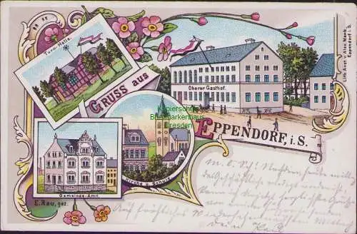 154545 AK Eppendorf Sa. 1900 Litho Turnhalle Gemeindeamt Oberer Gasthof