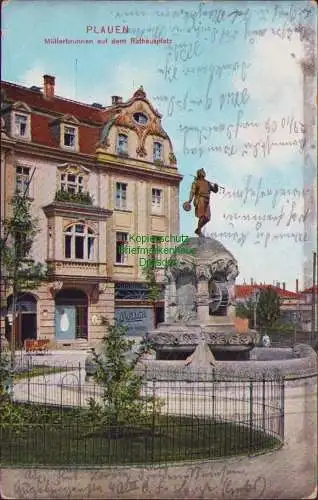 154618 AK Dresden Plauen 1907 Müllerbrunnen auf dem Rathausplatz