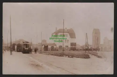 155124 Foto AK Schkeuditz 1913 Straßenbahnbahnhof Straßenbahn Leipzig
