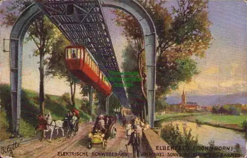 154907 AK Elberfeld Sonnborn Vohwinkel Künstlerkarte Elektrische Schwebebahn
